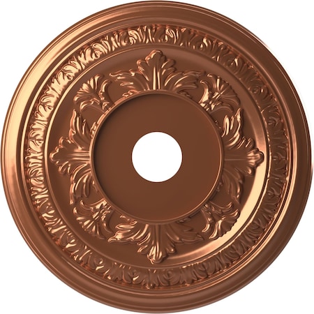 Ekena Millwork Baltimore PVC Ceiling Medallion (Canopies up to 7 3/4"), 22"OD x 3 1/2"ID x 1"P, Bright Coat Copper CMP22BABCO